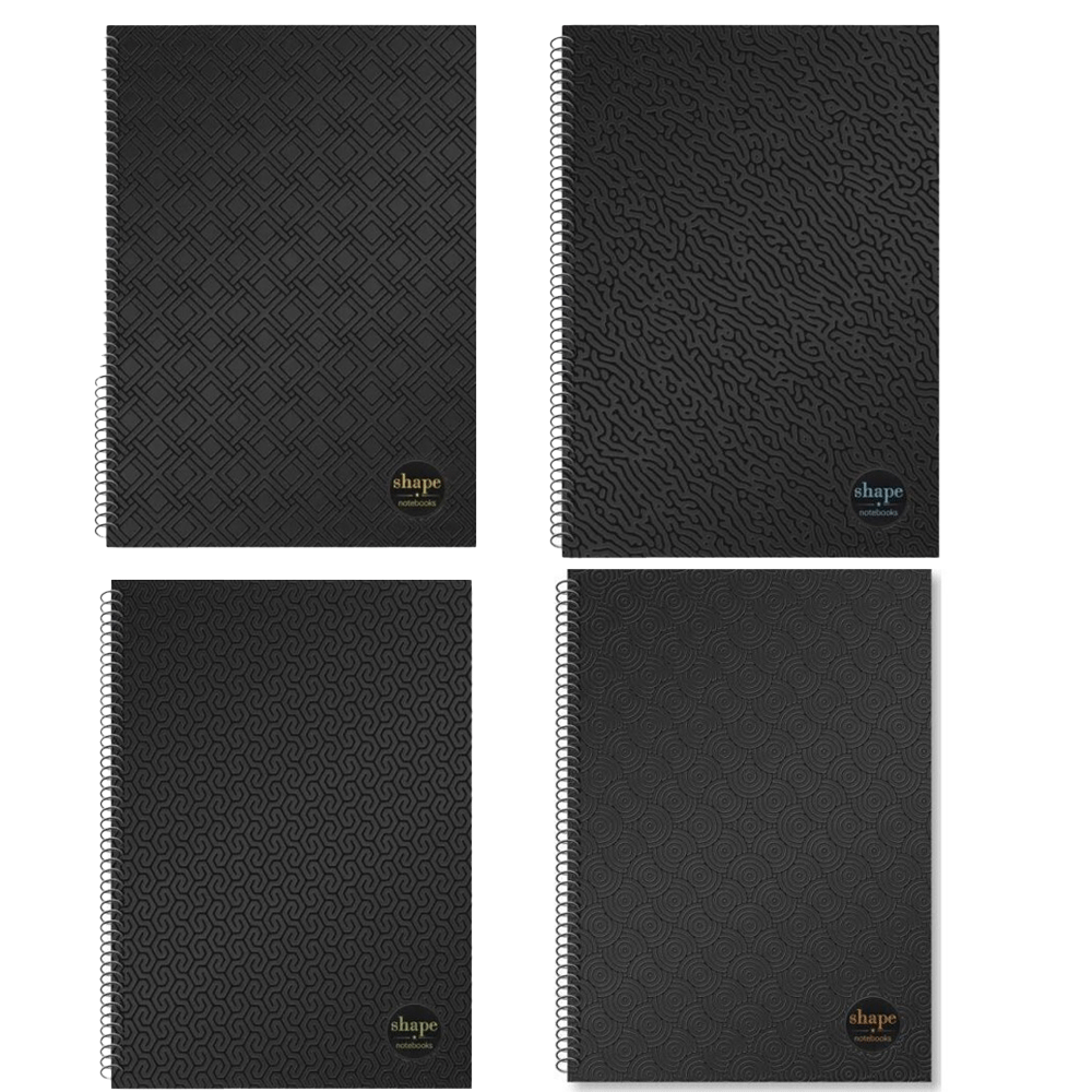 Τετράδιο 2 Θέματα, Black Uv, A4, Ριγέ, 60φ., Shape